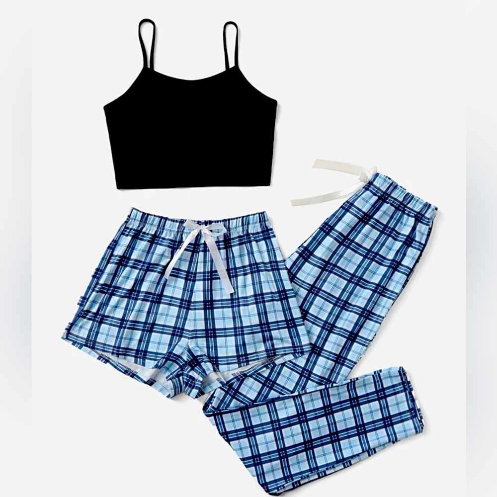 Plaid 3-Piece pajama set